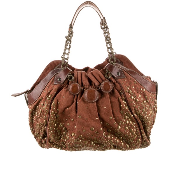 Christian Louboutin canvas leather trimmed shoulder bag. Good condition. - Picture 3 of 8